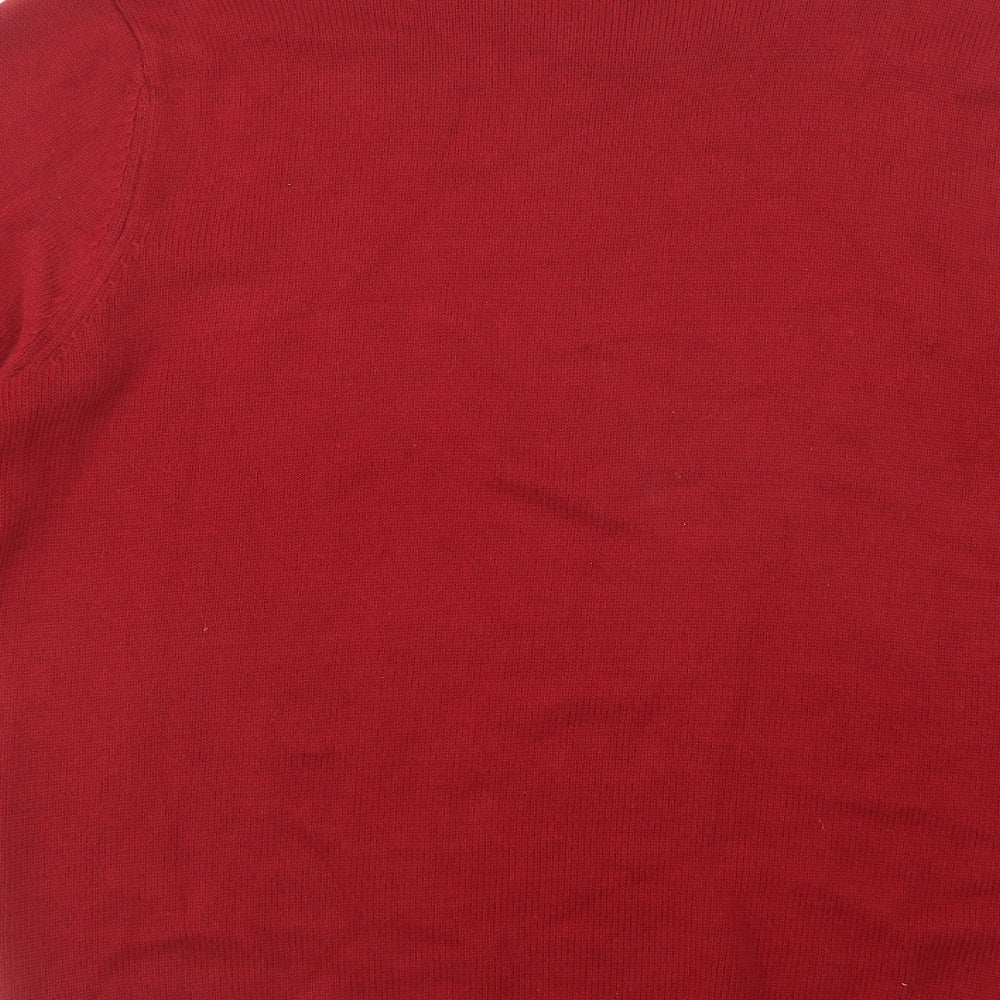 Maine New England Mens Red Crew Neck  Cotton Pullover Jumper Size S