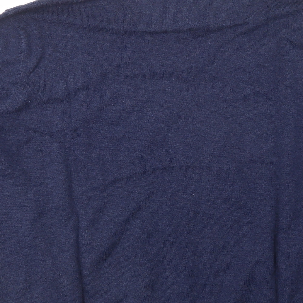Marks and Spencer Mens Blue Collared  Cotton Pullover Jumper Size XL
