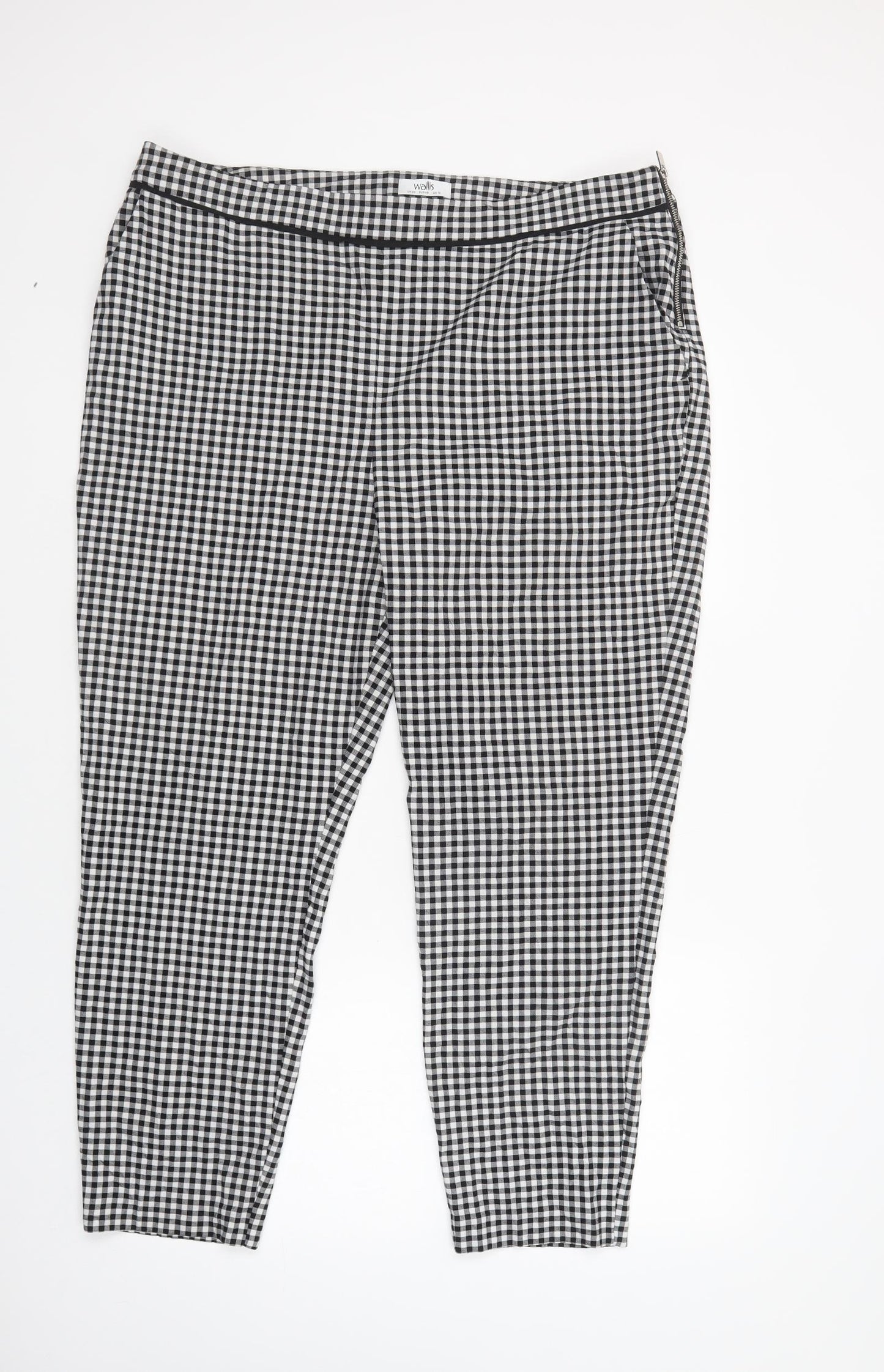 Wallis Womens Grey Check Polyester Trousers  Size 20 L27 in Regular Zip