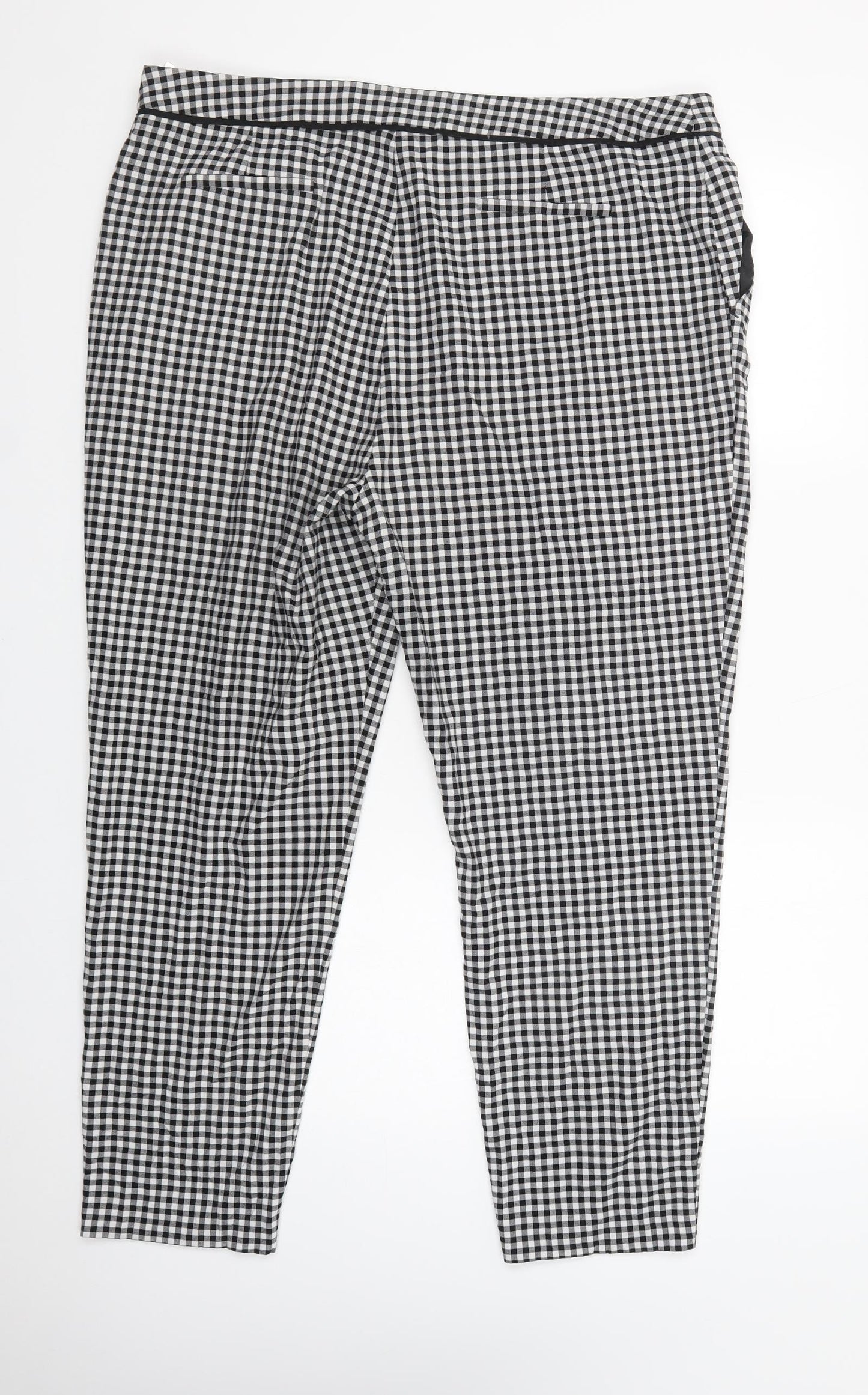 Wallis Womens Grey Check Polyester Trousers  Size 20 L27 in Regular Zip