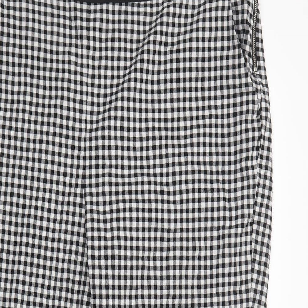 Wallis Womens Grey Check Polyester Trousers  Size 20 L27 in Regular Zip