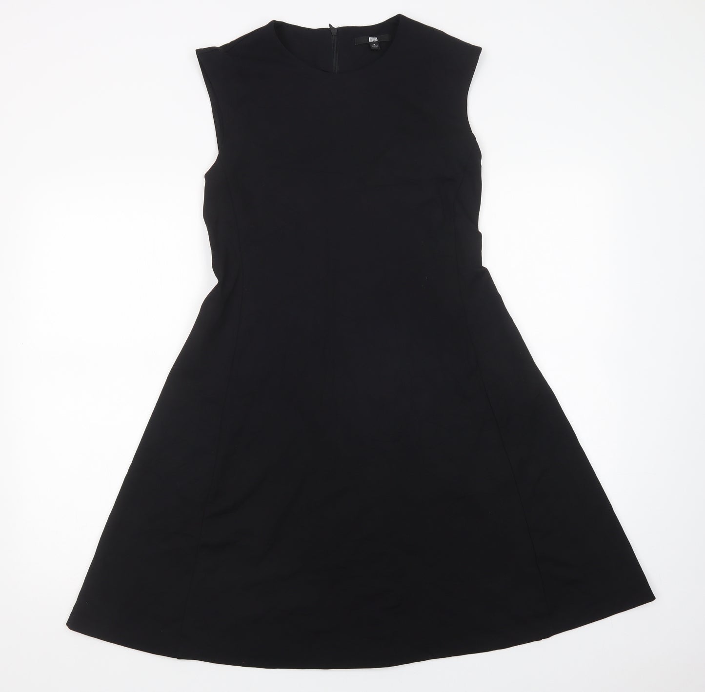 Uniqlo Womens Black  Viscose Fit & Flare  Size M  Crew Neck Zip