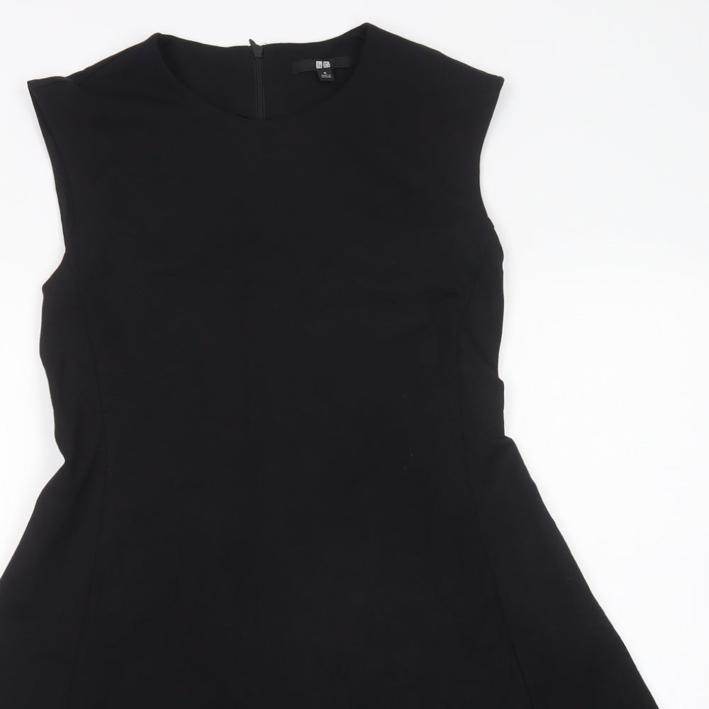 Uniqlo Womens Black  Viscose Fit & Flare  Size M  Crew Neck Zip