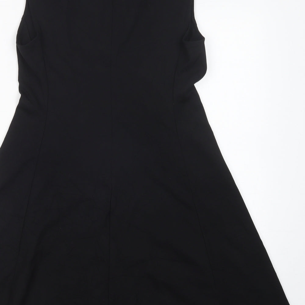 Uniqlo Womens Black  Viscose Fit & Flare  Size M  Crew Neck Zip
