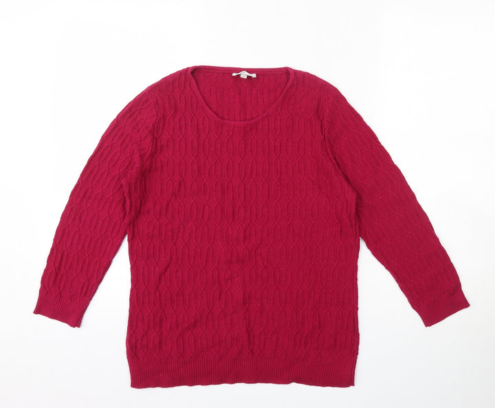 CC Womens Pink Round Neck 100% Cotton Pullover Jumper Size M