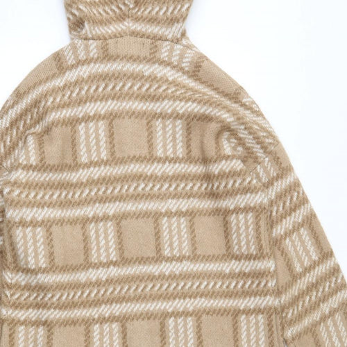 Primark Womens Brown Round Neck Plaid Acrylic Cardigan Jumper Size XS