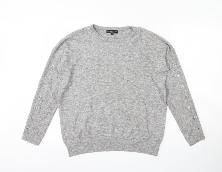 F&F Womens Grey Round Neck Viscose Pullover Jumper Size 8