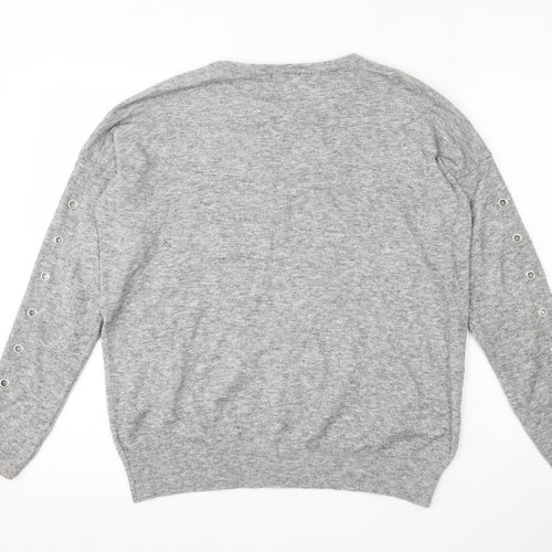 F&F Womens Grey Round Neck  Viscose Pullover Jumper Size 8