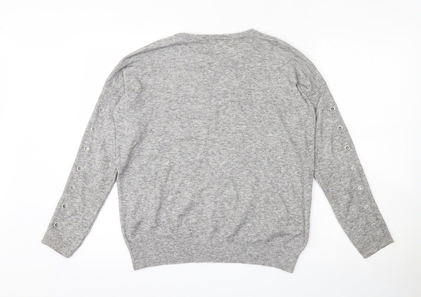 F&F Womens Grey Round Neck  Viscose Pullover Jumper Size 8