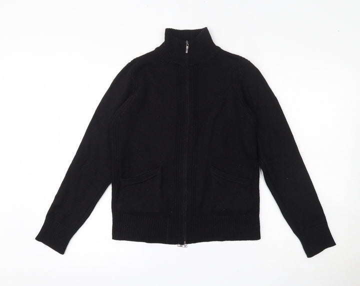 Lakeland Womens Black High Neck Ramie Full Zip Jumper Size 12