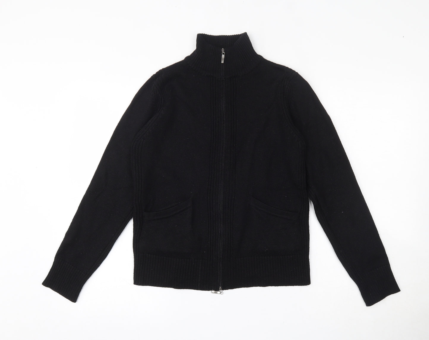 Lakeland Womens Black High Neck  Ramie Full Zip Jumper Size 12