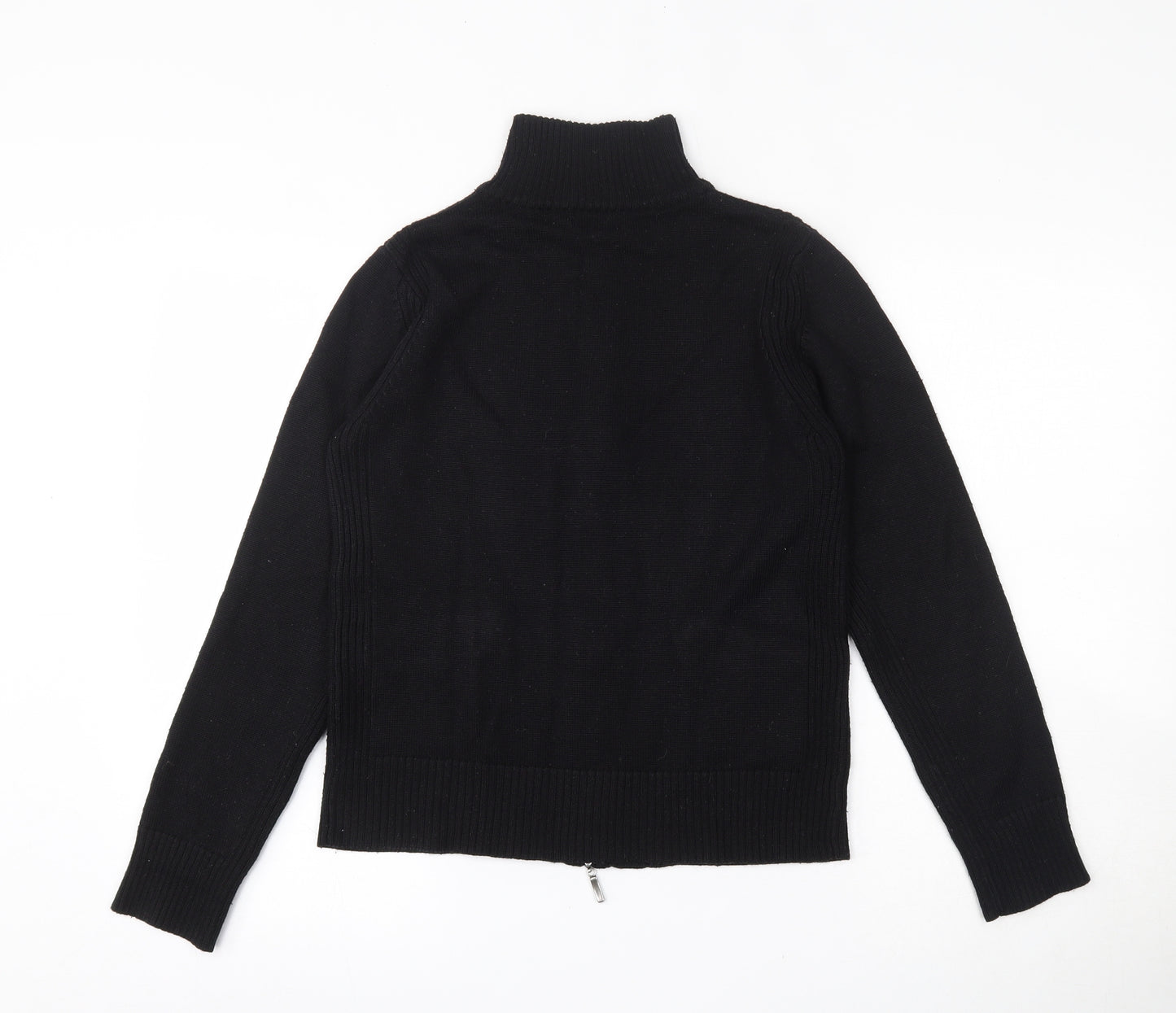 Lakeland Womens Black High Neck  Ramie Full Zip Jumper Size 12
