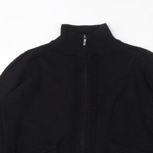 Lakeland Womens Black High Neck  Ramie Full Zip Jumper Size 12