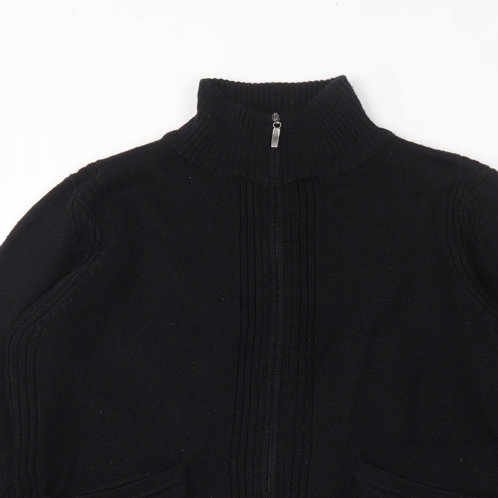 Lakeland Womens Black High Neck  Ramie Full Zip Jumper Size 12