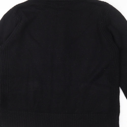 Lakeland Womens Black High Neck  Ramie Full Zip Jumper Size 12