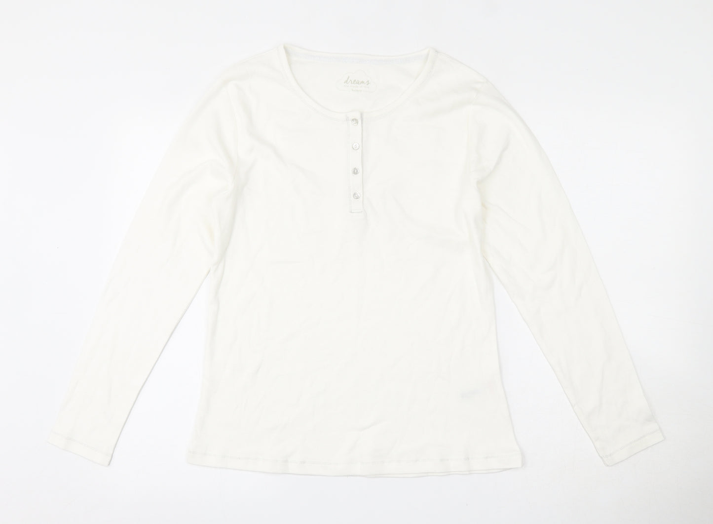 Nutmeg Womens Ivory  100% Cotton Top Pyjama Top Size 12  Button - 12-14