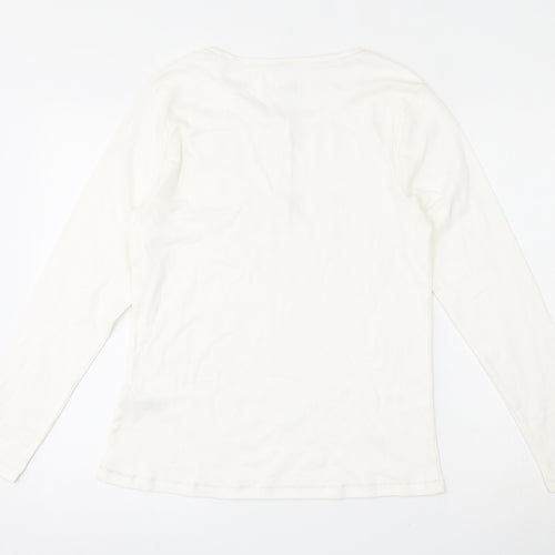 Nutmeg Womens Ivory  100% Cotton Top Pyjama Top Size 12  Button - 12-14