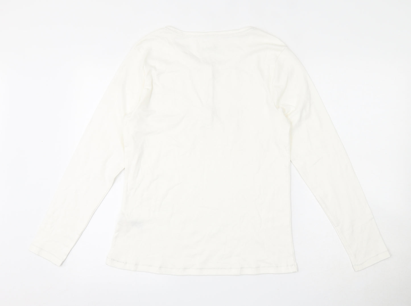 Nutmeg Womens Ivory  100% Cotton Top Pyjama Top Size 12  Button - 12-14