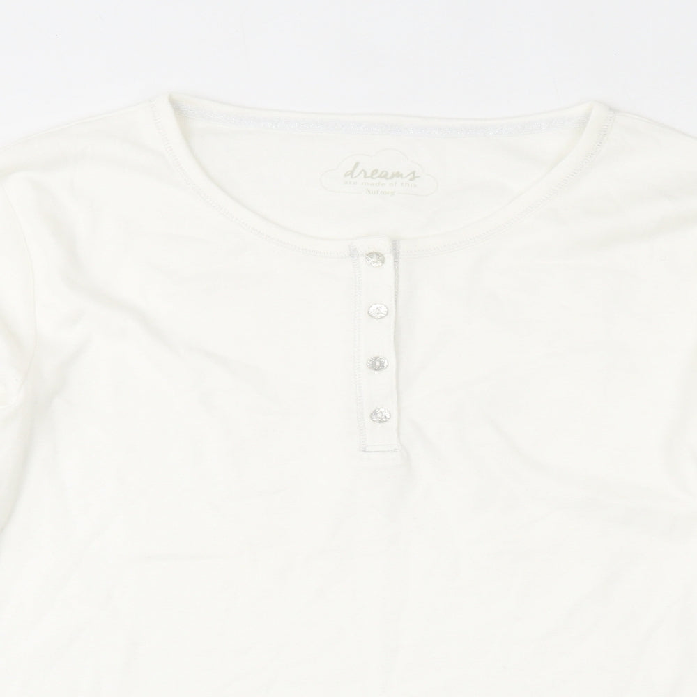 Nutmeg Womens Ivory  100% Cotton Top Pyjama Top Size 12  Button - 12-14