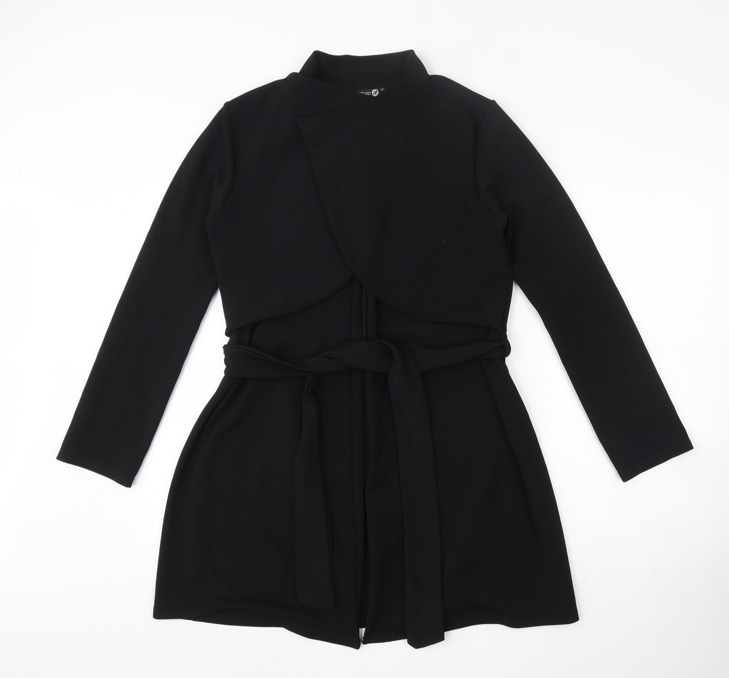 Boohoo Womens Black  Polyester Cardigan Sweatshirt Size 12  Tie