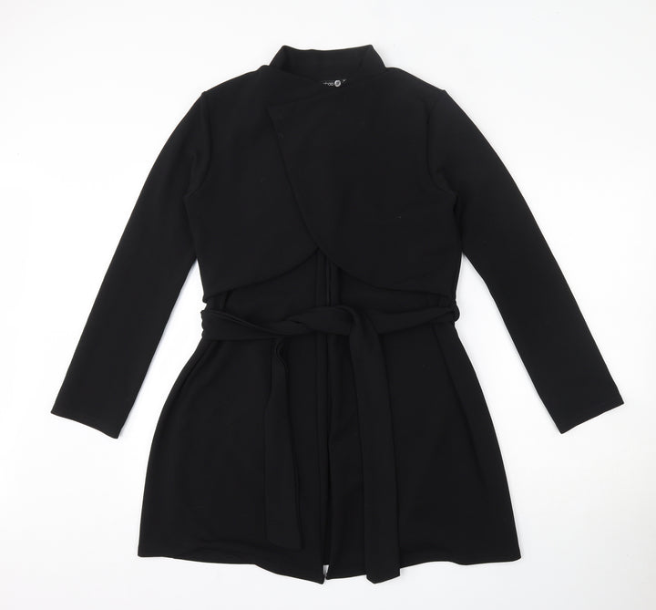 Boohoo Womens Black  Polyester Cardigan Sweatshirt Size 12  Tie