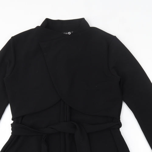 Boohoo Womens Black  Polyester Cardigan Sweatshirt Size 12  Tie