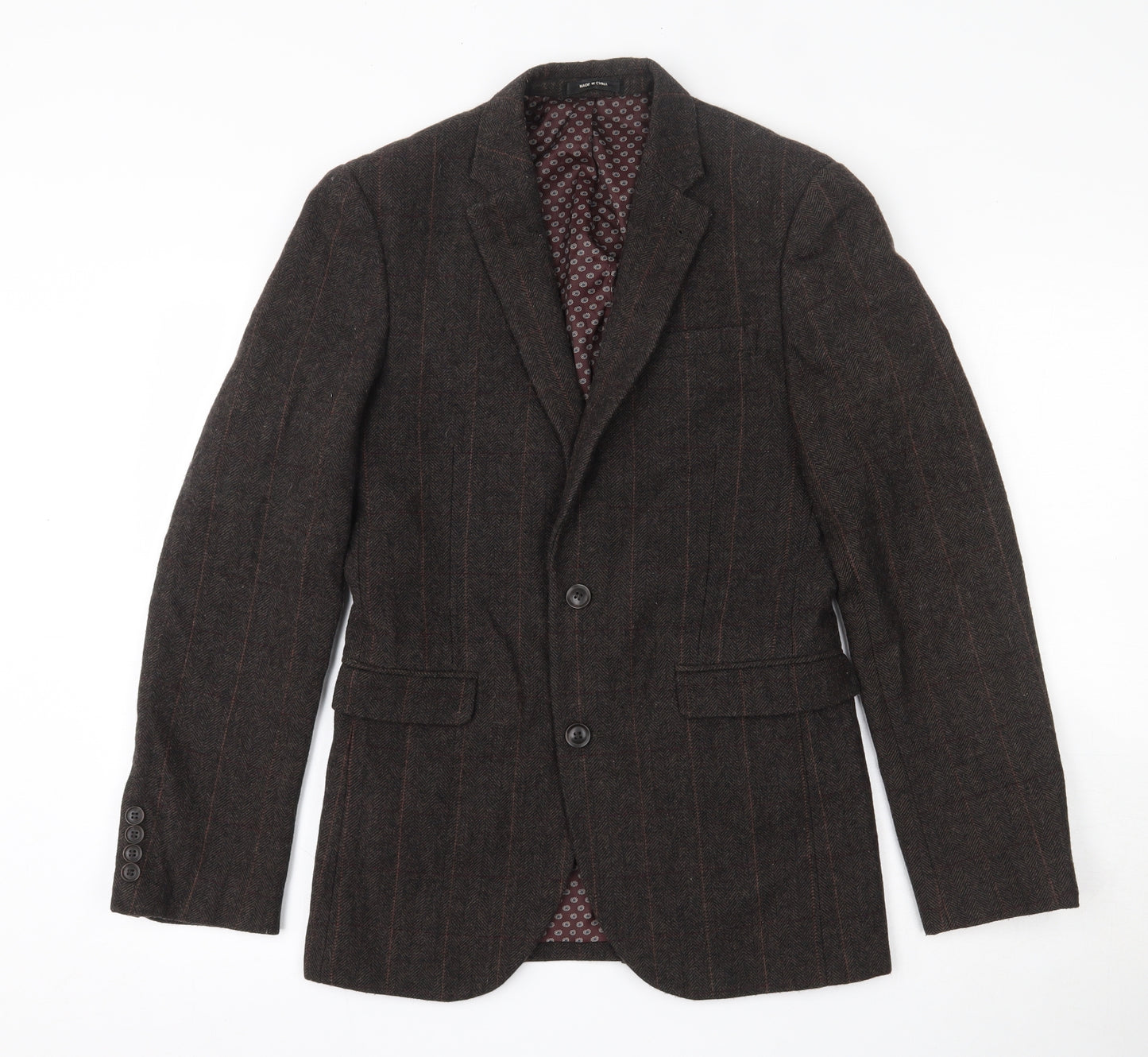 Cedar Wood State Mens Brown Herringbone  Jacket Blazer Size XS  Button