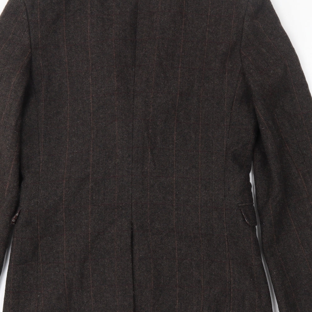 Cedar Wood State Mens Brown Herringbone  Jacket Blazer Size XS  Button