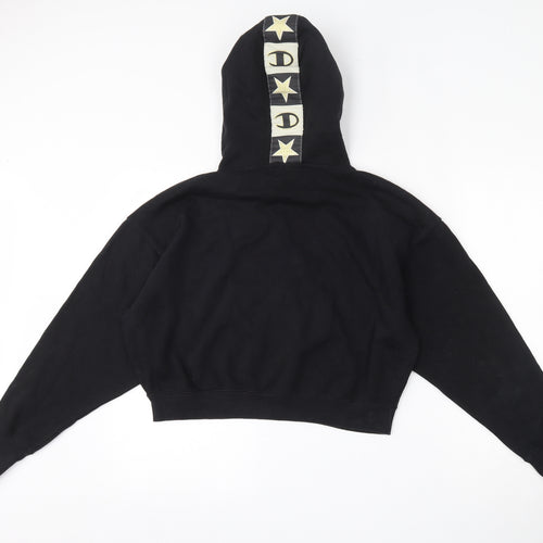 Champion Womens Black  Cotton Pullover Hoodie Size M   - Cropped