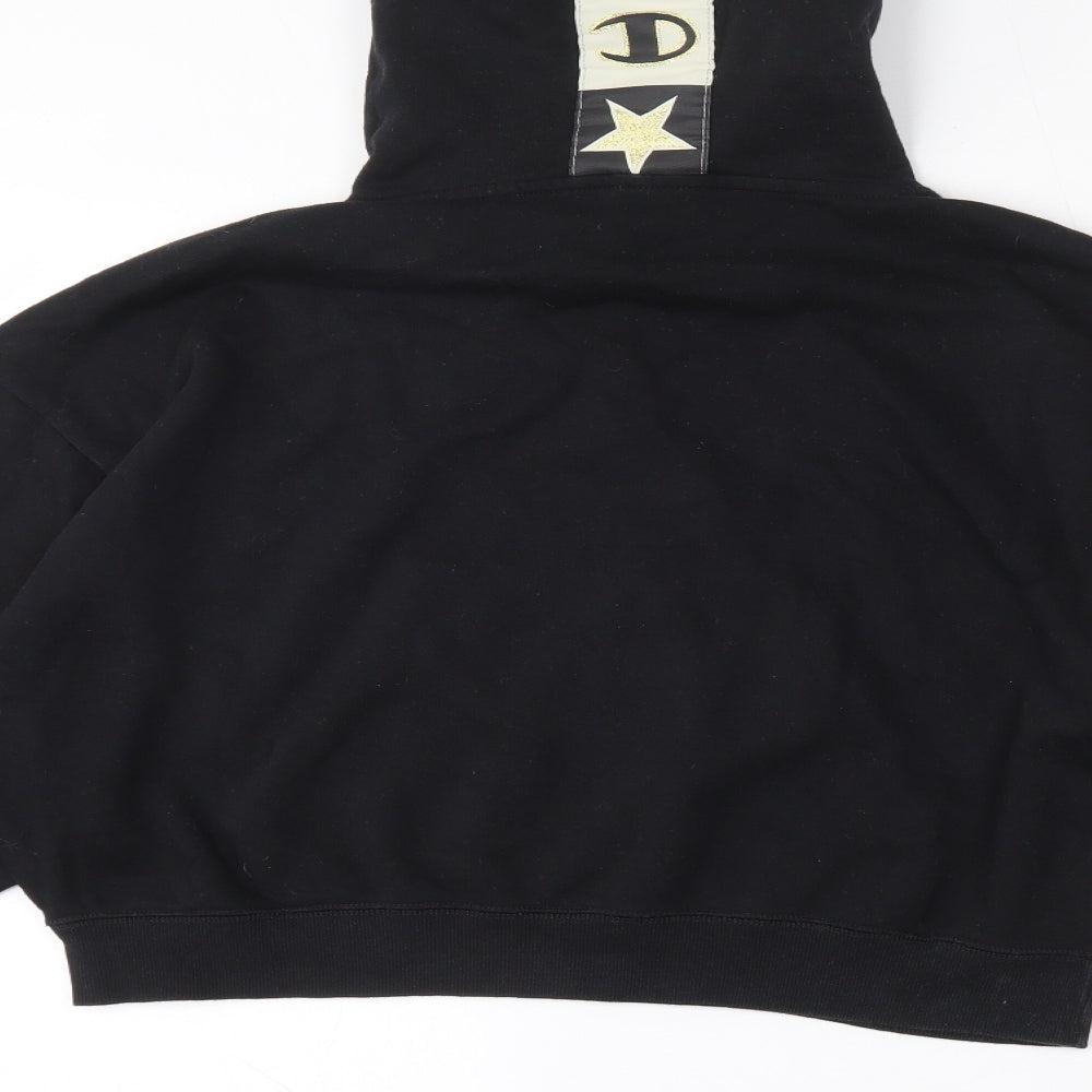 Champion Womens Black  Cotton Pullover Hoodie Size M   - Cropped