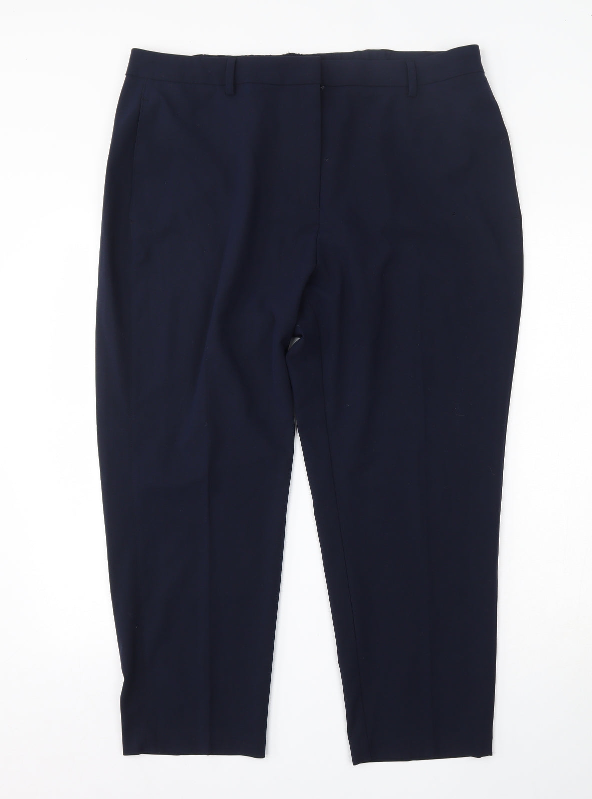 Marks and Spencer Womens Blue  Polyester Trousers  Size 18 L24 in  Hook & Eye
