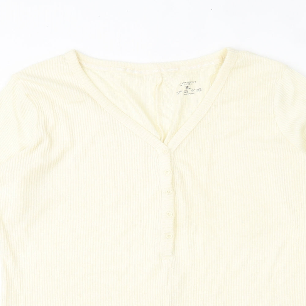 Primark Womens Yellow  Viscose Top One Piece Size XL  Button