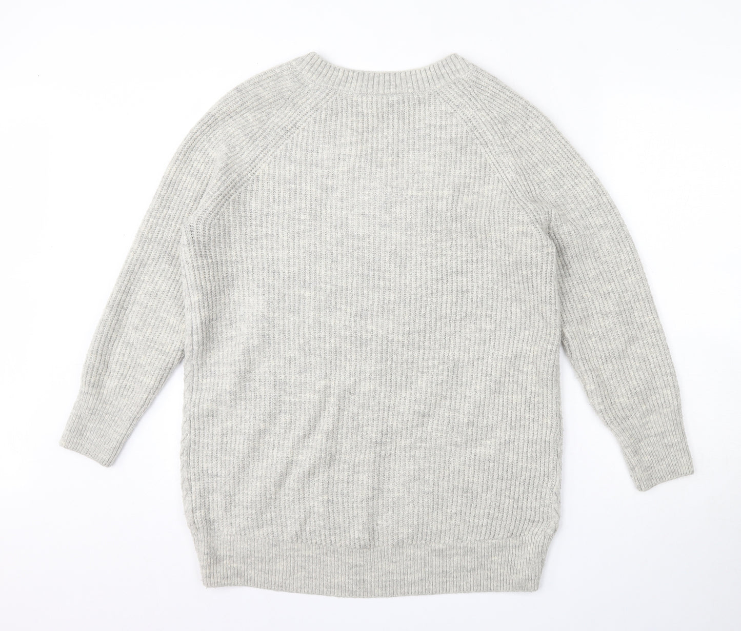 George Womens Grey V-Neck  Acrylic Pullover Jumper Size XS
