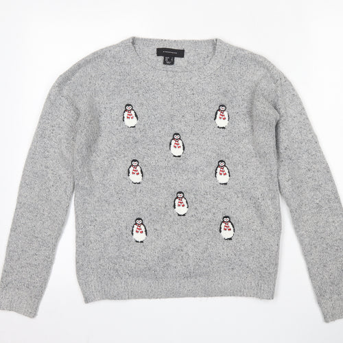 Atmosphere Womens Grey Round Neck  Acrylic Pullover Jumper Size 6   - Snowman