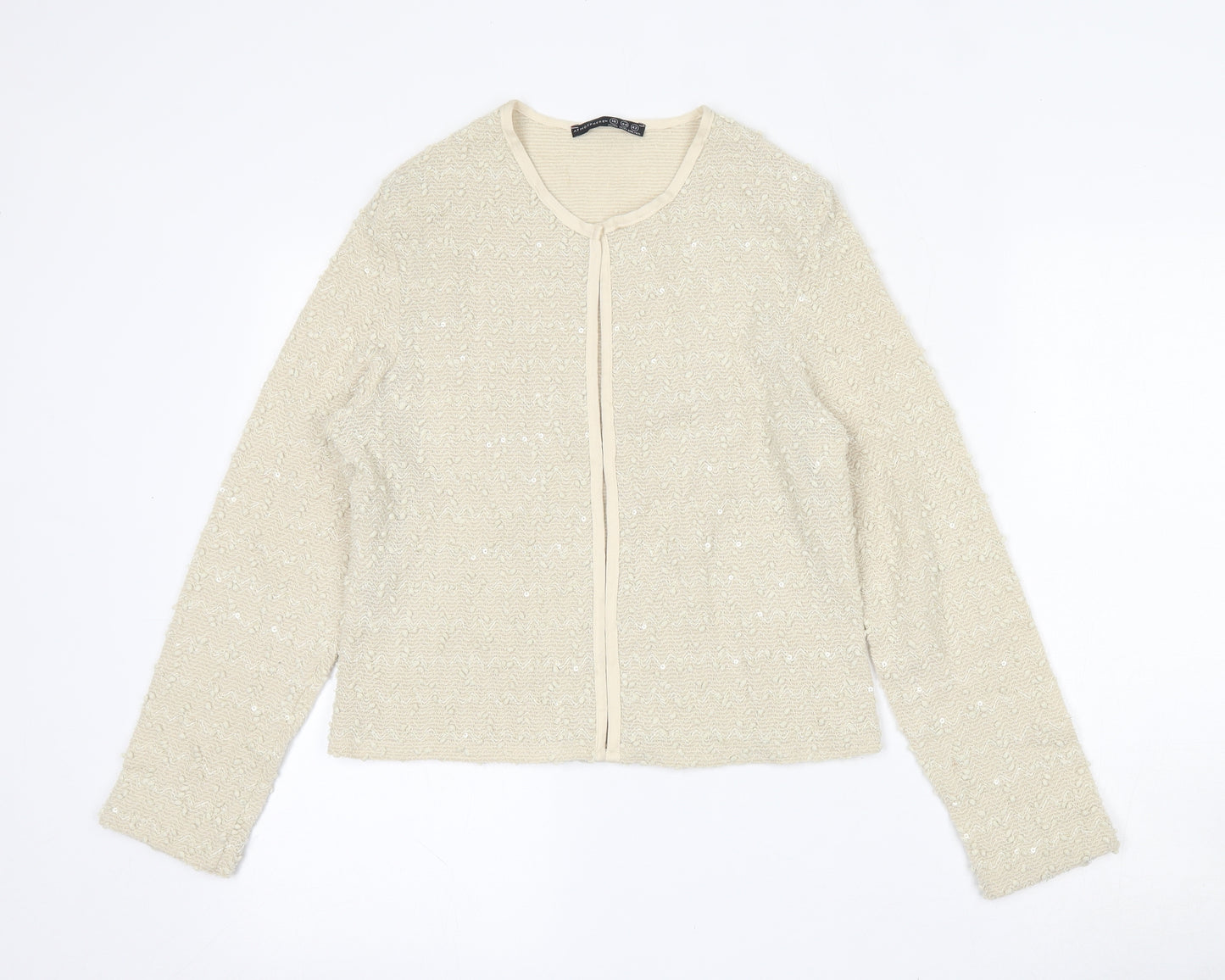 Atmosphere Womens Beige Round Neck  Acrylic Cardigan Jumper Size 16