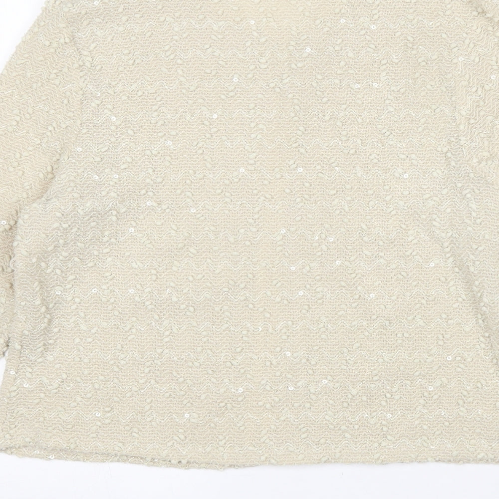 Atmosphere Womens Beige Round Neck  Acrylic Cardigan Jumper Size 16