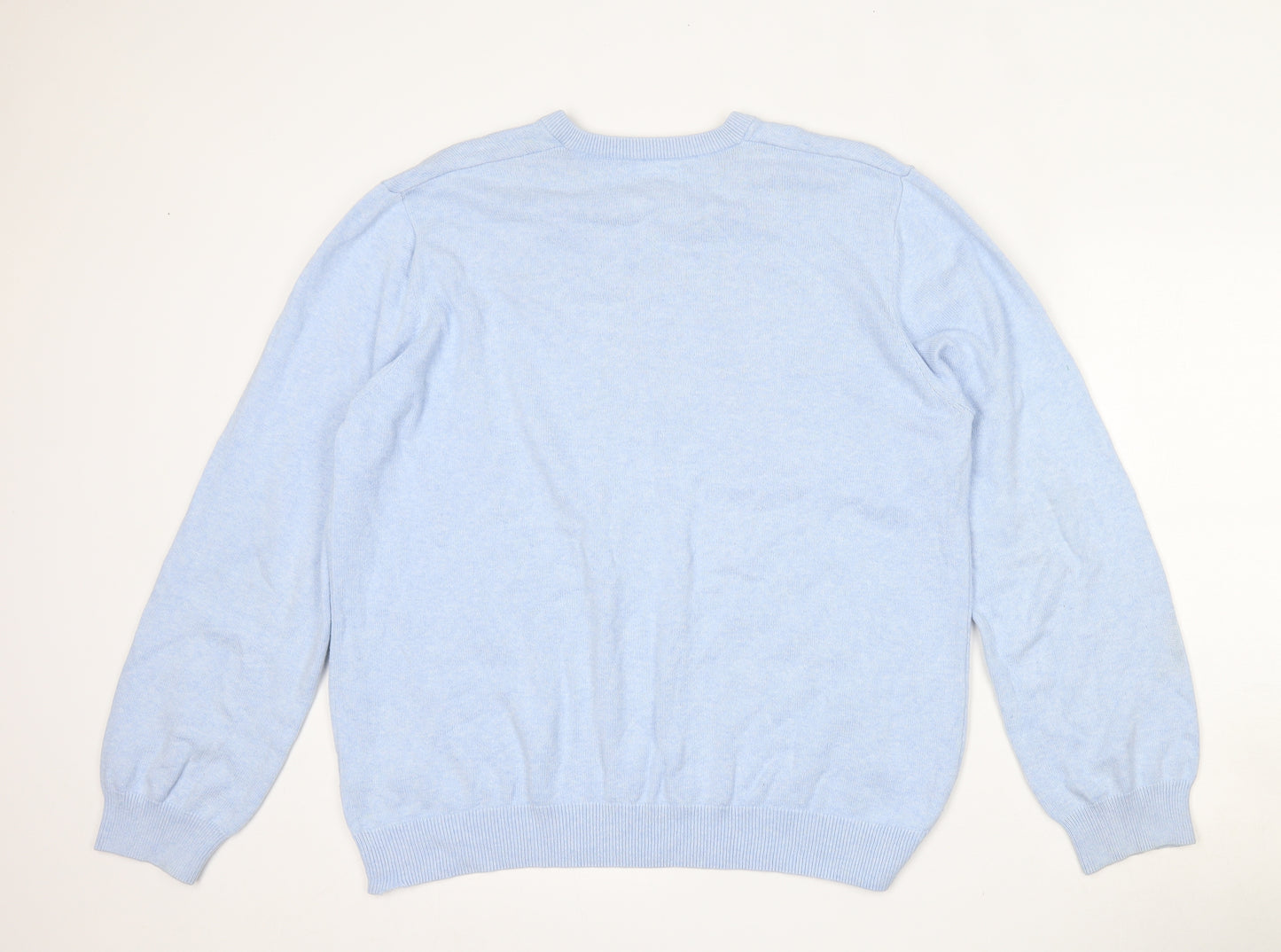 Marks and Spencer Mens Blue V-Neck  Cotton Pullover Jumper Size XL