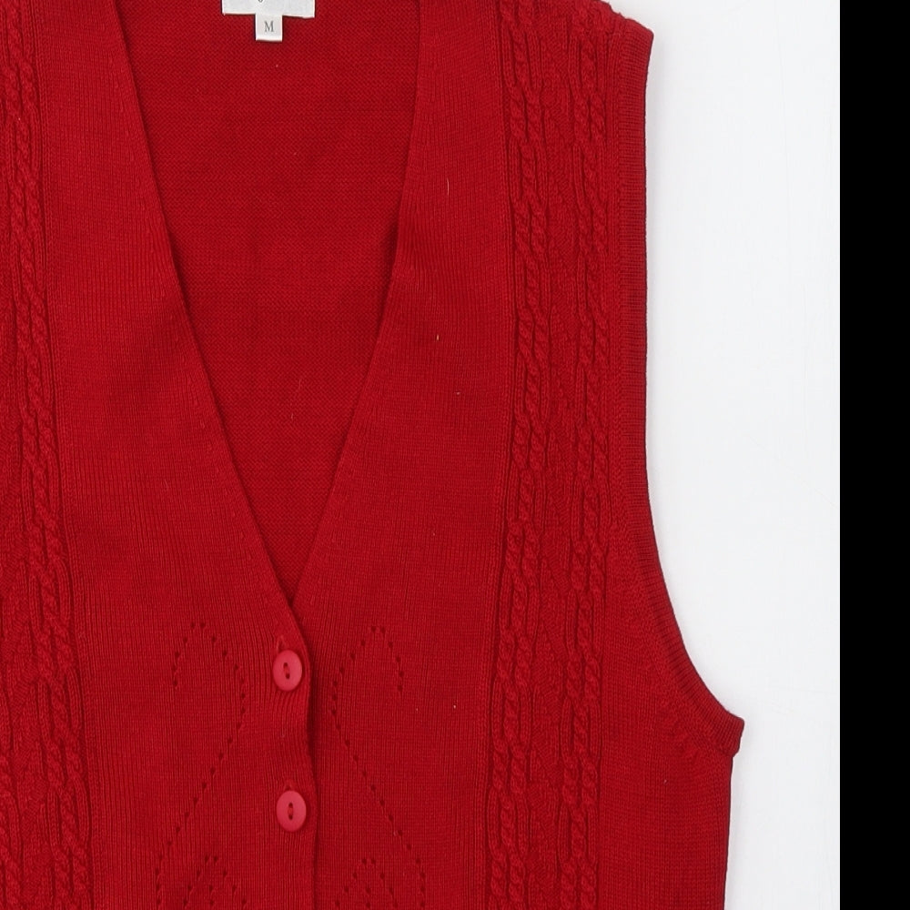 Viyella Womens Red V-Neck  Cotton Cardigan Jumper Size M