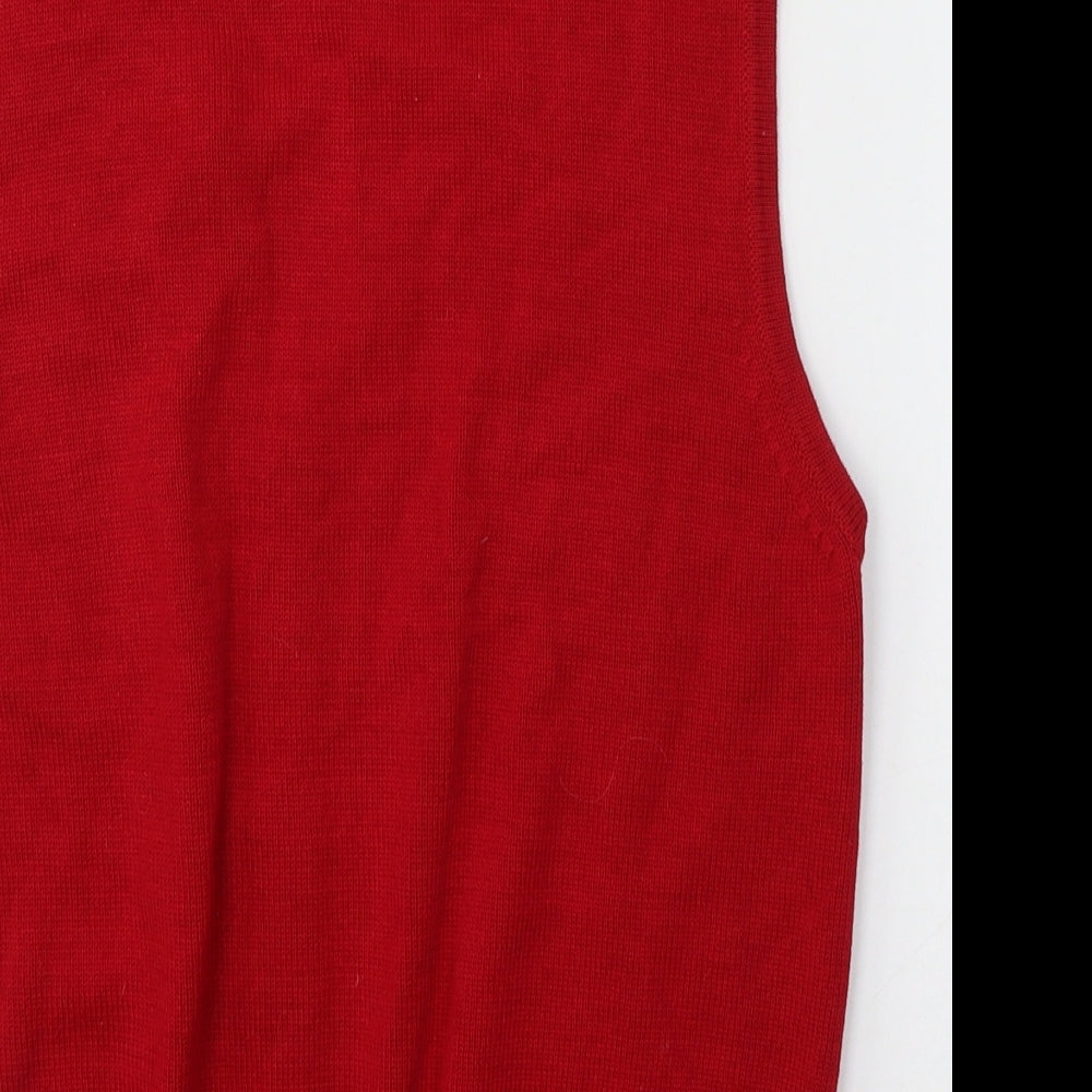 Viyella Womens Red V-Neck  Cotton Cardigan Jumper Size M