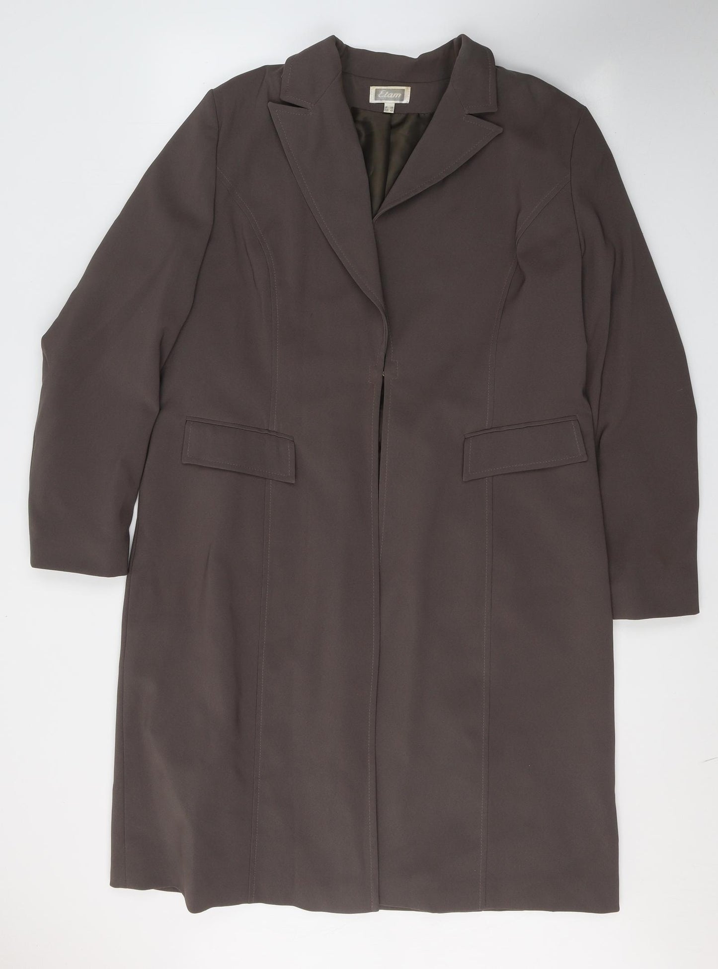 Etam Womens Brown   Overcoat Jacket Size 18  Buckle
