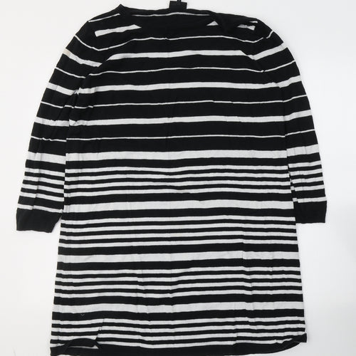 NEXT Womens Black Striped Cotton Tunic T-Shirt Size 20 Round Neck