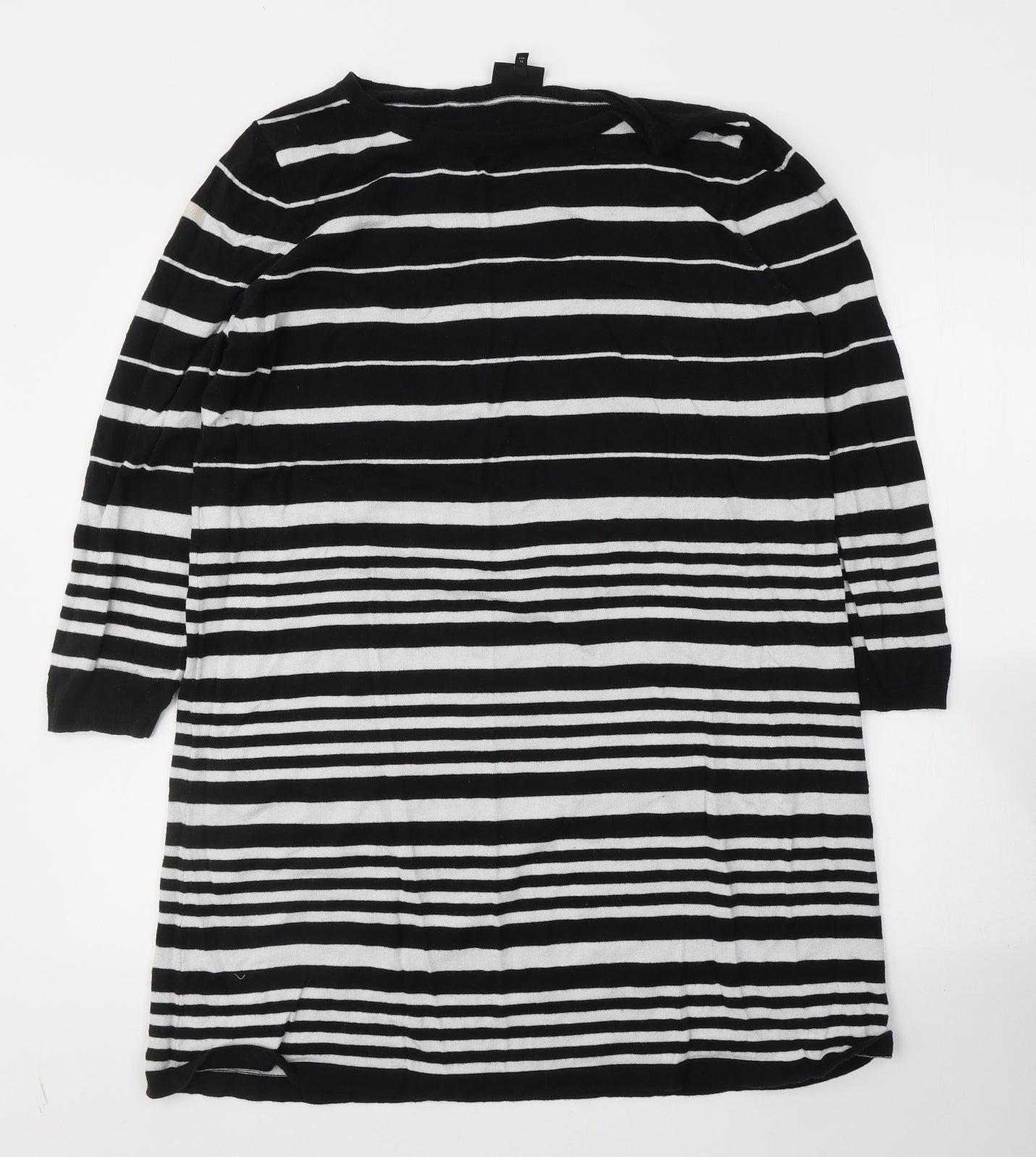 NEXT Womens Black Striped Cotton Tunic T-Shirt Size 20 Round Neck