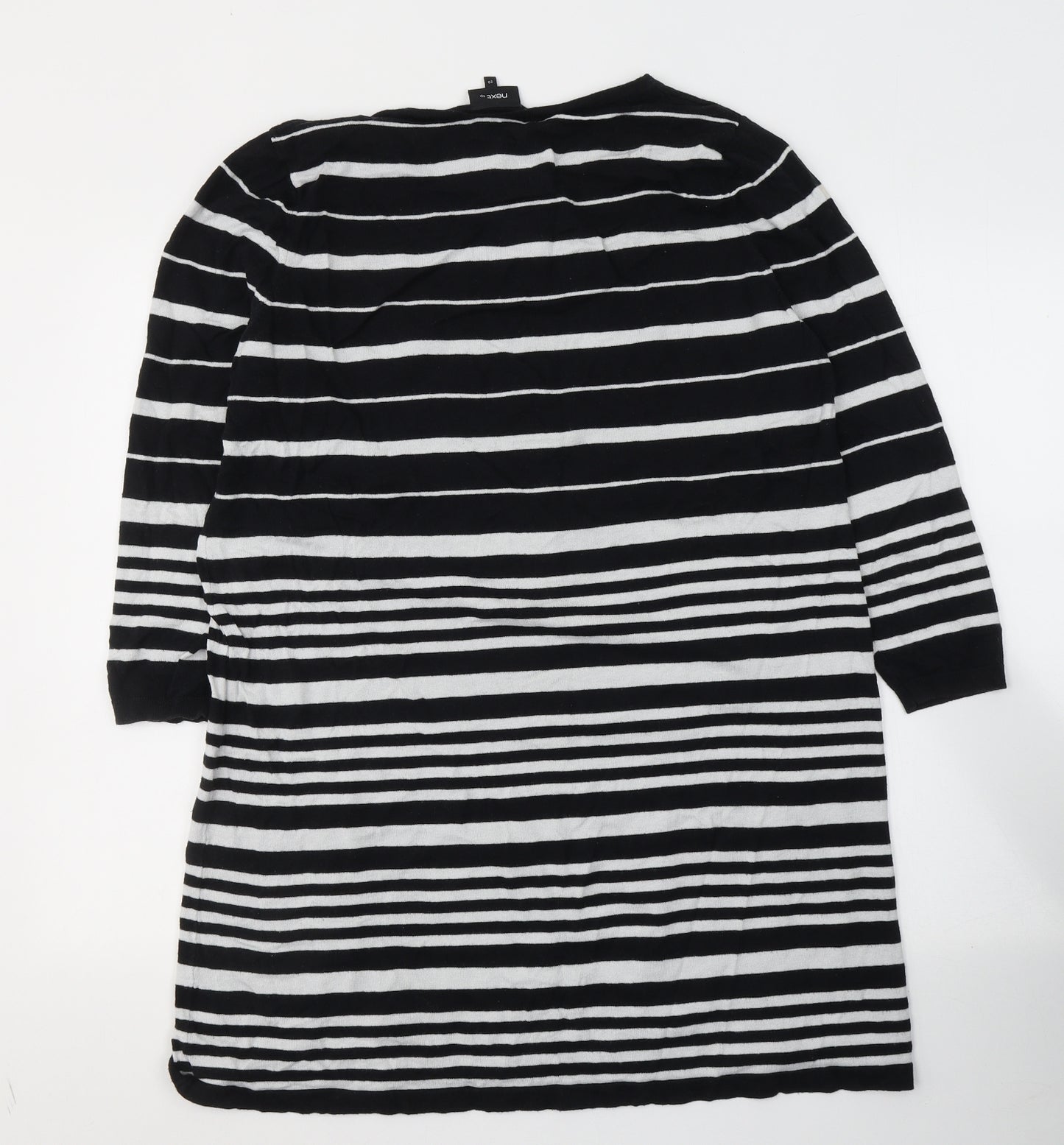 NEXT Womens Black Striped Cotton Tunic T-Shirt Size 20 Round Neck