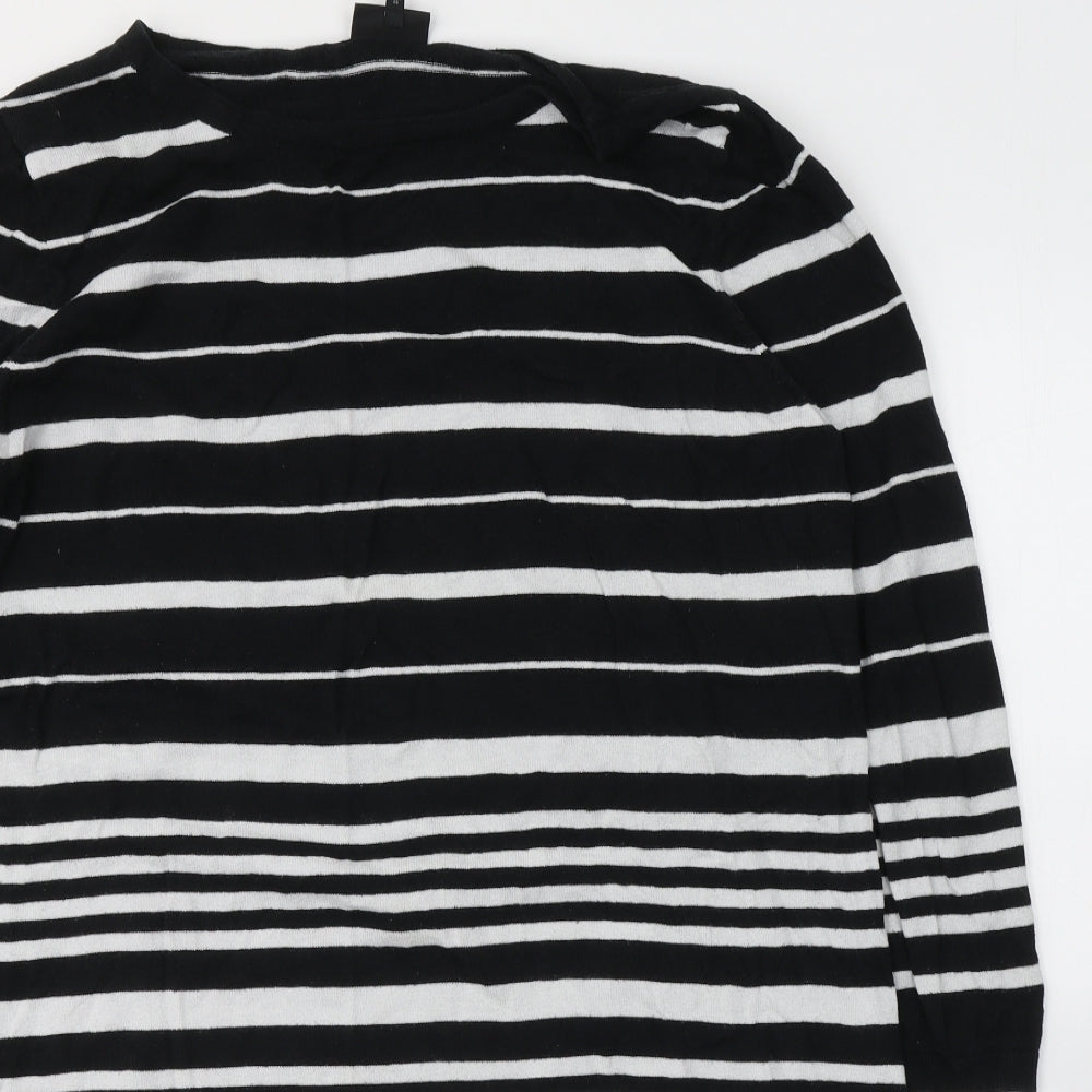 NEXT Womens Black Striped Cotton Tunic T-Shirt Size 20 Round Neck