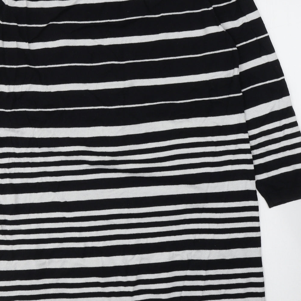 NEXT Womens Black Striped Cotton Tunic T-Shirt Size 20 Round Neck