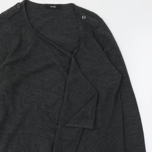 George Womens Grey V-Neck  Acrylic Pullover Jumper Size 12