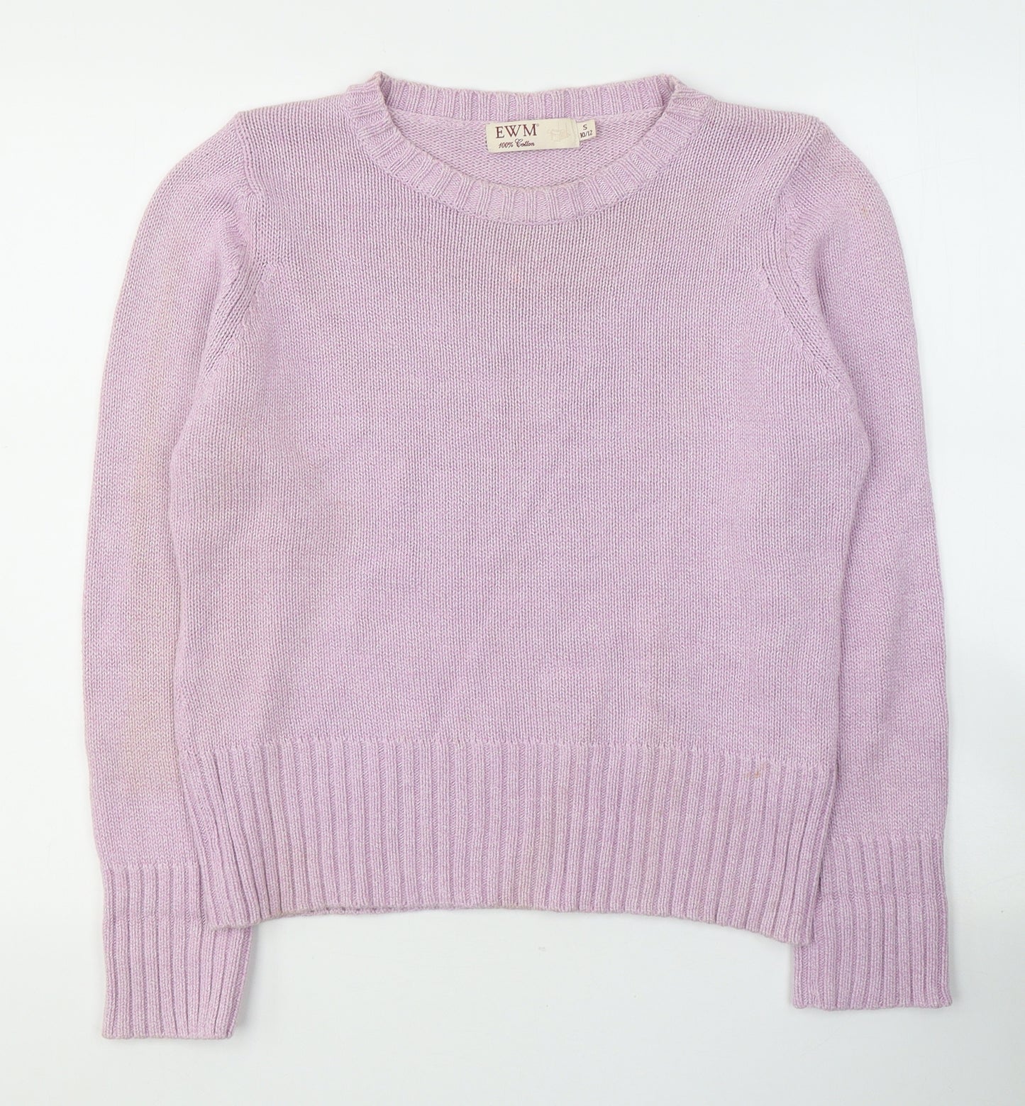 EWM Womens Pink Round Neck  Cotton Pullover Jumper Size 10