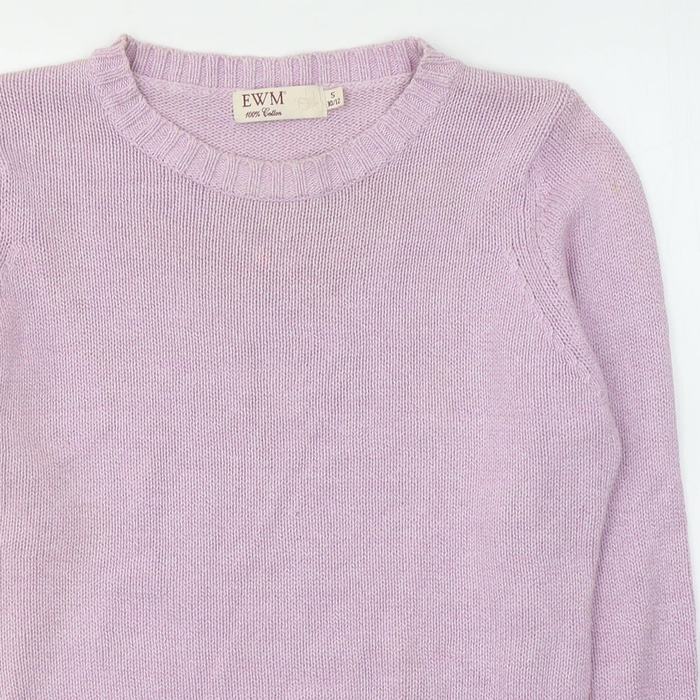 EWM Womens Pink Round Neck  Cotton Pullover Jumper Size 10
