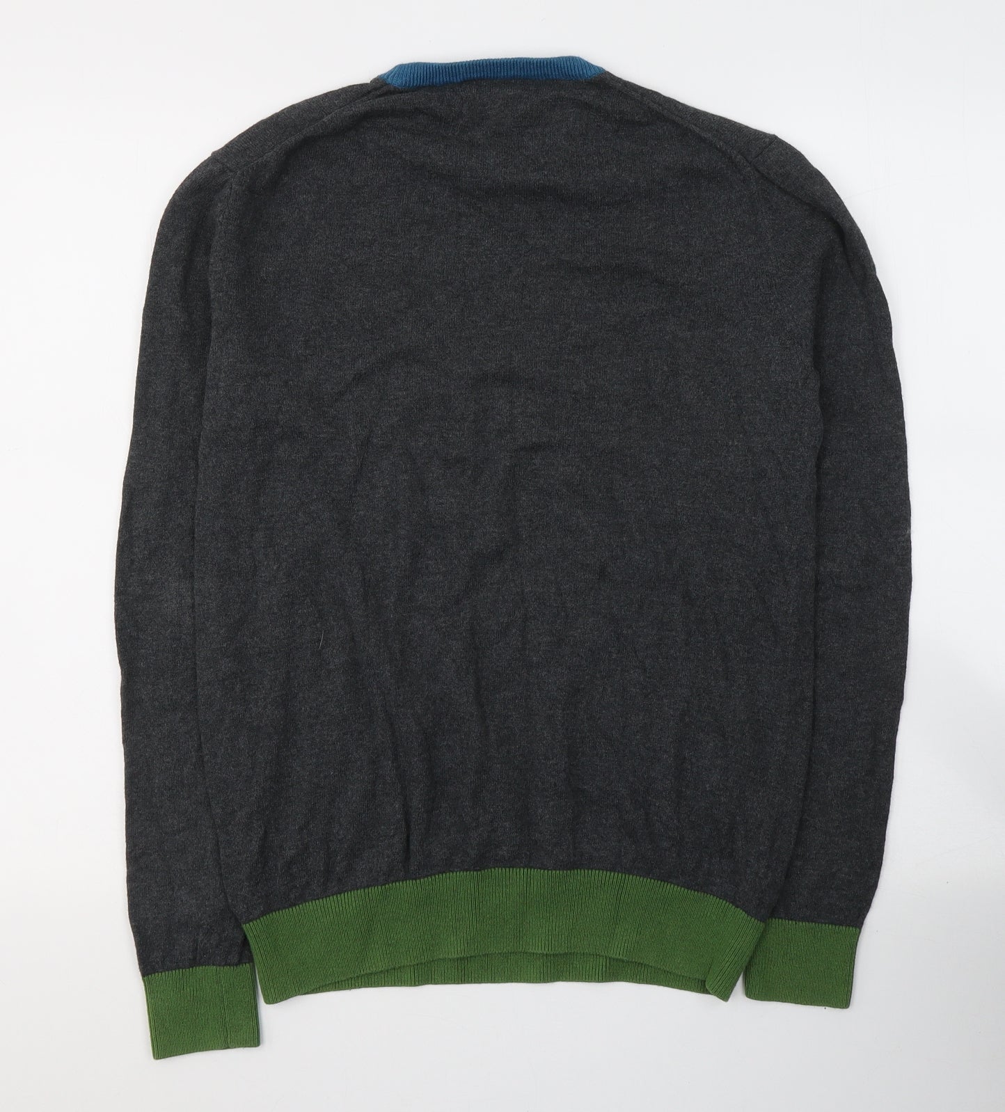 Farah Mens Grey Round Neck  Cotton Pullover Jumper Size S