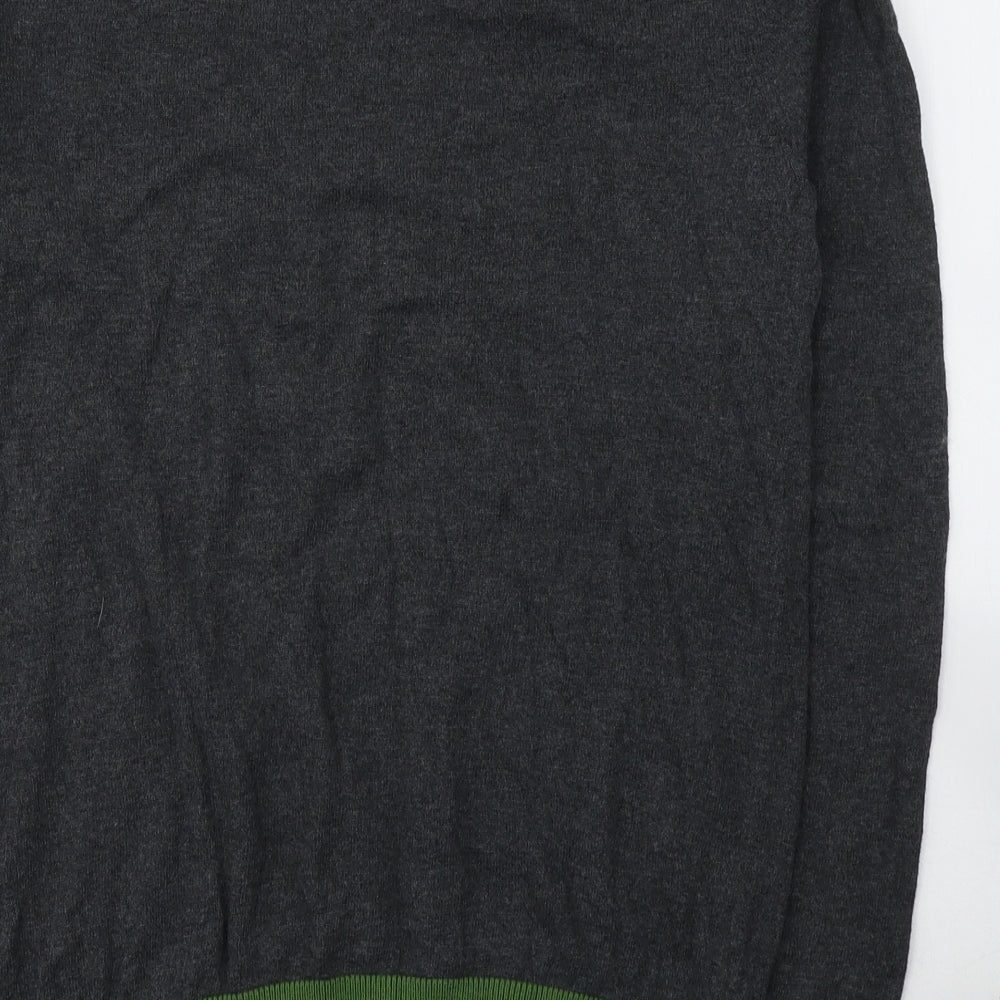 Farah Mens Grey Round Neck  Cotton Pullover Jumper Size S